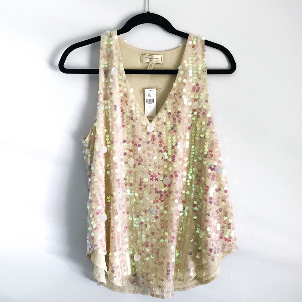 Anthro Sequined Racerback Top